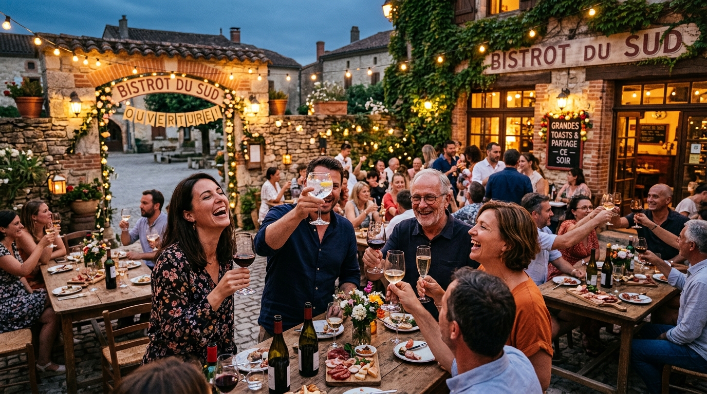 Convivialité et sourires entre amis à La Terrasse